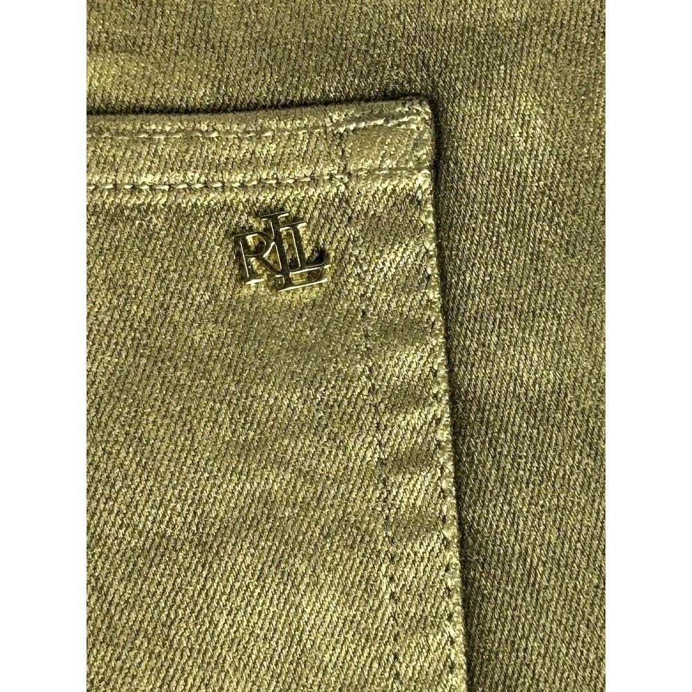 Lauren Ralph Lauren Metallic Olive Skinny Jeans - Picture 2 of 12